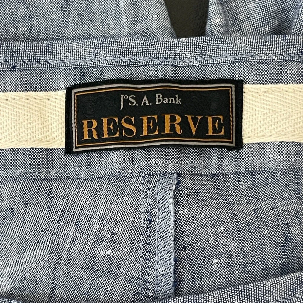 Jos A Bank Reserve Linen Blend Pants Mens 34x30 Blue Tailored Fit Drawstring